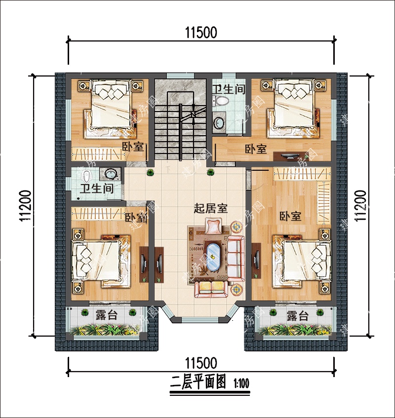 農(nóng)村蓋房設計二層平面圖