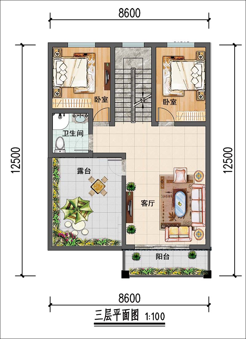 9米x13米自建房設(shè)計(jì)三層戶(hù)型圖