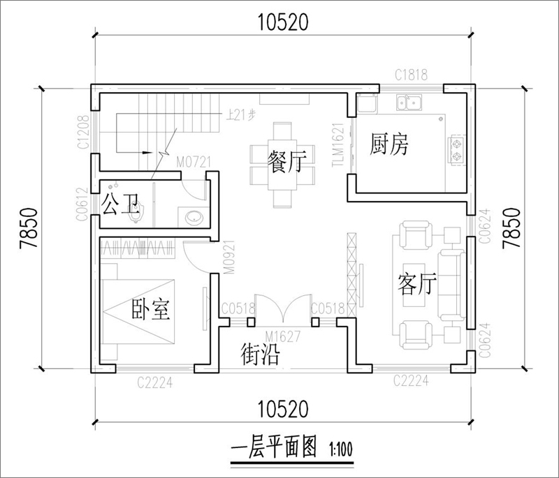 80平方自建房一層戶型圖