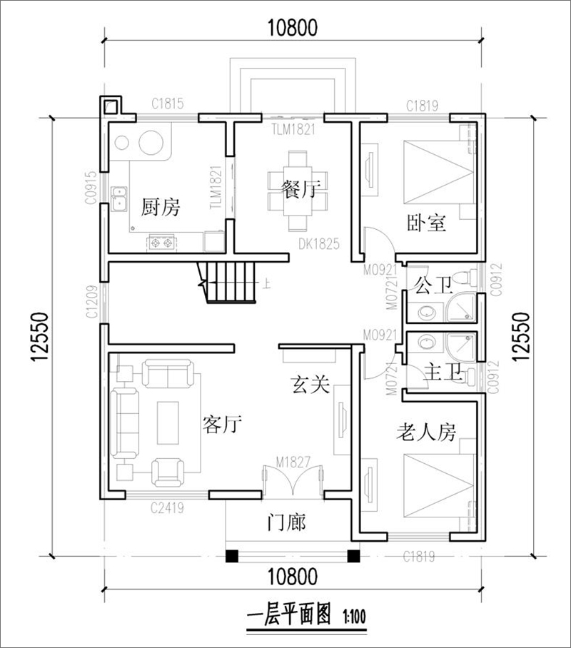 10x12米自建房設(shè)計(jì)一層戶型圖