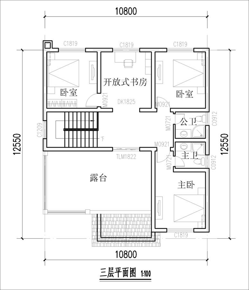 10米進(jìn)深12米自建房設(shè)計(jì)三層戶型圖