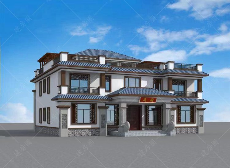 農(nóng)村二層半自建房屋設(shè)計，新中式大別墅