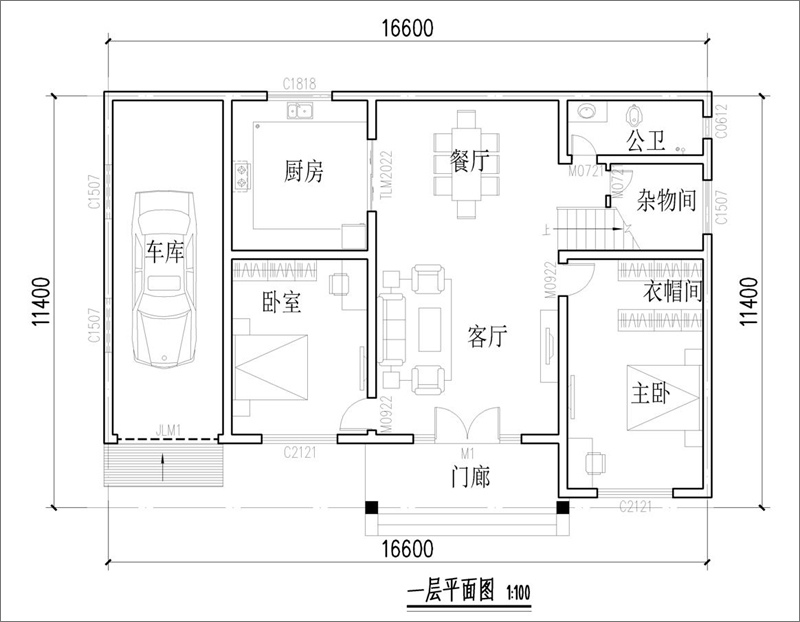 重慶農(nóng)村自建房帶車庫(kù)平面圖