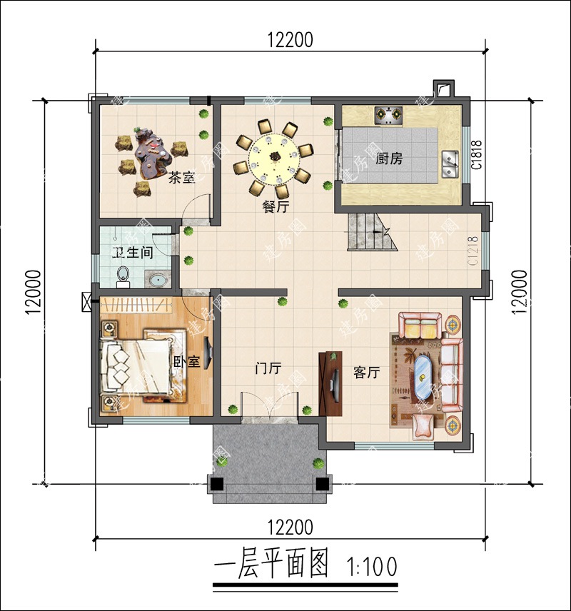 重慶12米x12米建房設(shè)計(jì)平面圖