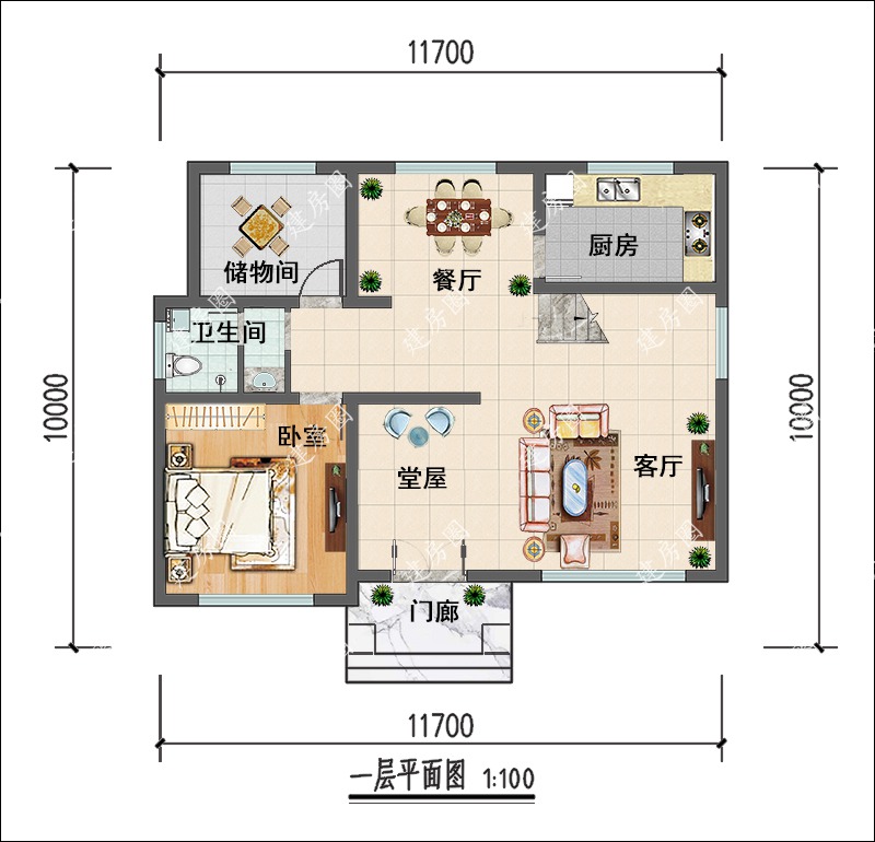 農村三間兩層自建房平面圖