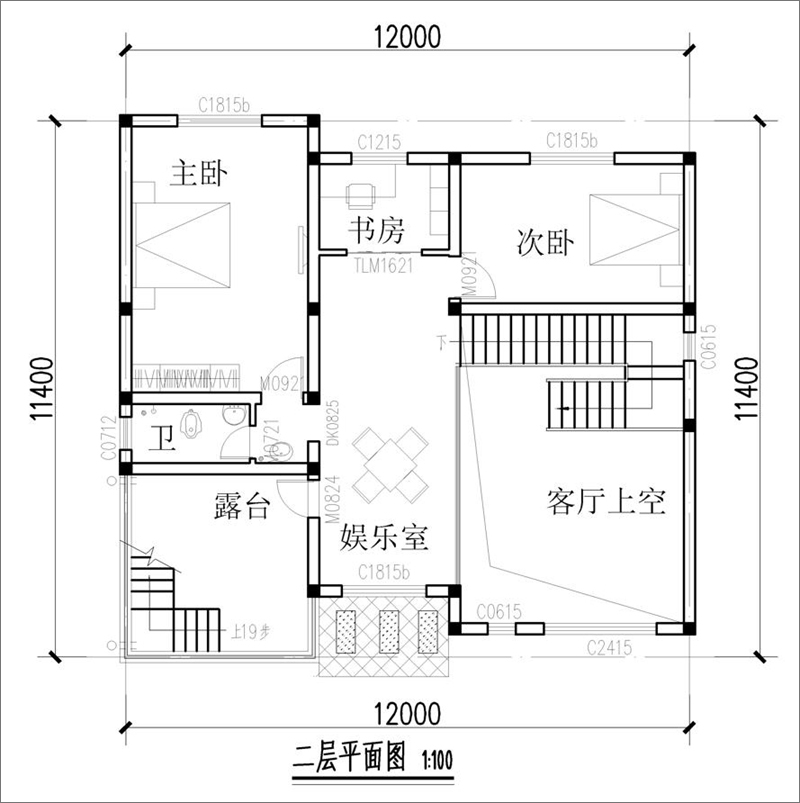 自建房二層平面布局設(shè)計(jì)圖