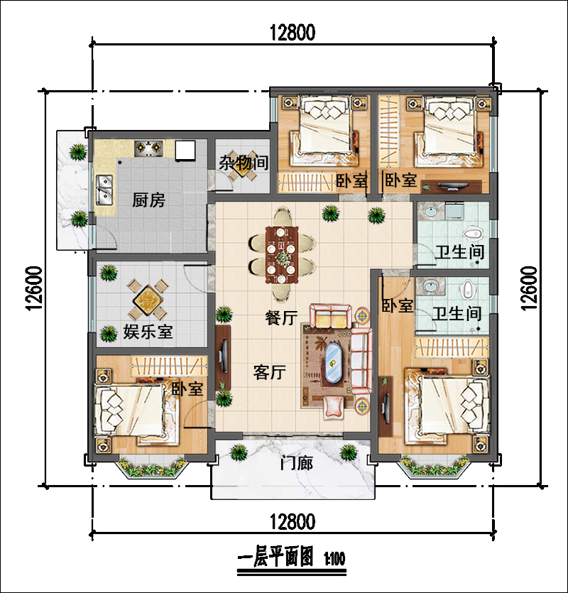 140平方一層自建房設計平面圖