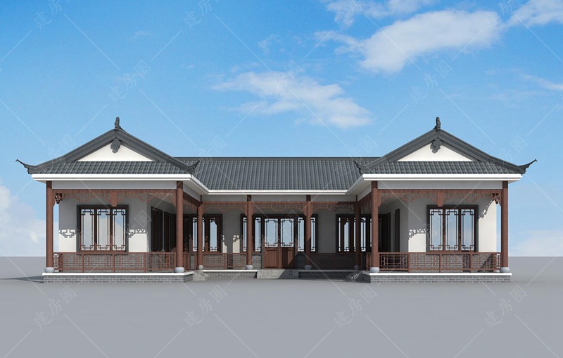 農(nóng)村自建房設(shè)計(jì)三合院效果圖