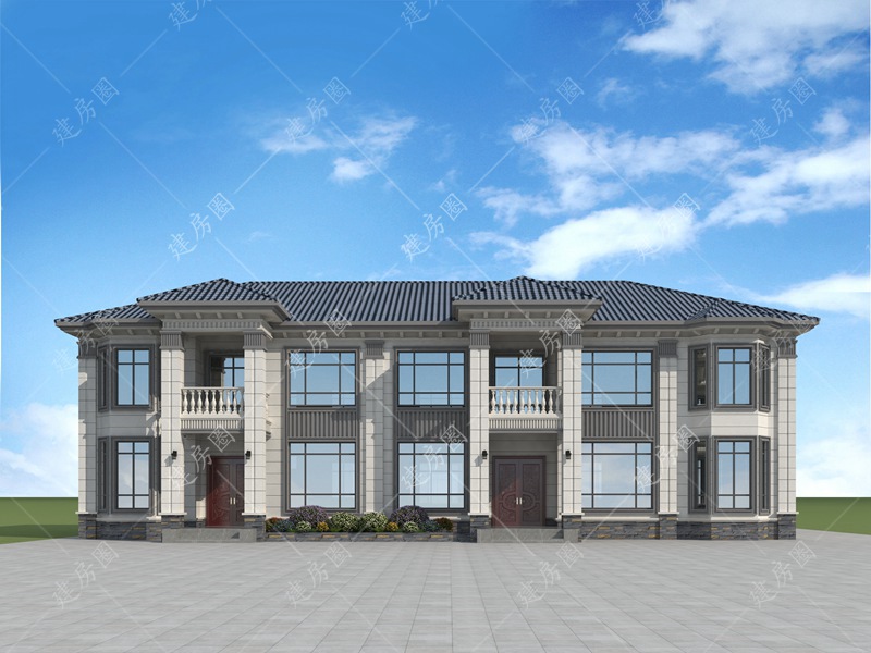 雙拼自建房外觀設(shè)計(jì)圖