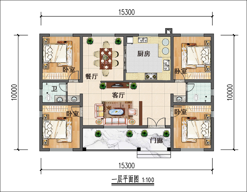 農(nóng)村一層自建房平面圖