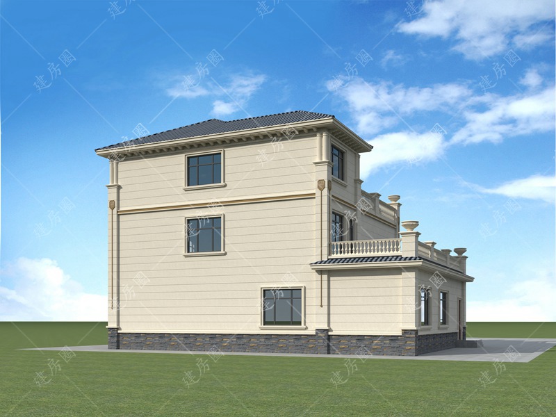 17米x14米農(nóng)村三層自建房外觀圖片