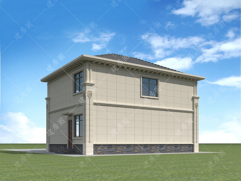 12米x10米農(nóng)村兩層自建房外觀設(shè)計(jì)圖紙
