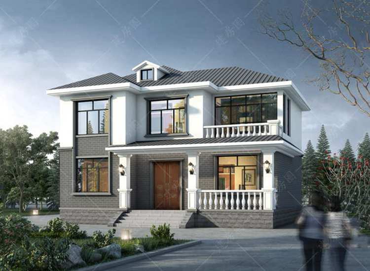 西安12*9米自建房設(shè)計(jì)圖紙，兩層新中式帶堂屋