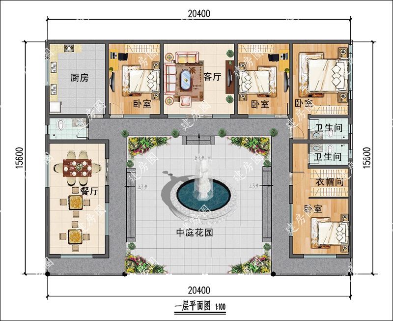 一層三合院平面圖