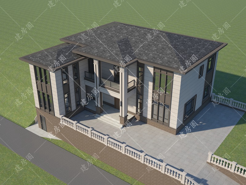 農村L型自建房外觀設計圖