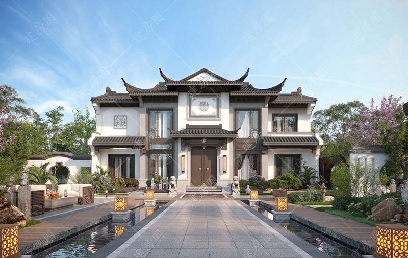 兩層新中式別墅外觀圖片
