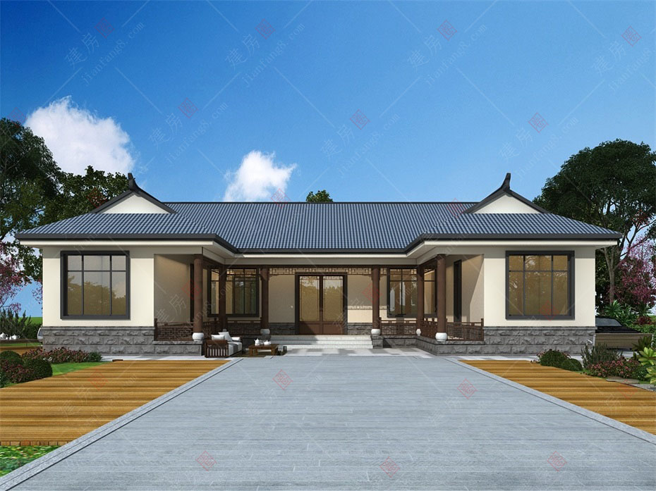 18米x12米農(nóng)村一層三合院，布局緊湊帶柴火房外觀簡(jiǎn)約，鄰居都夸好看